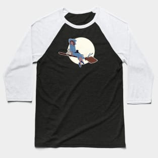 Flying Blue Witch Baseball T-Shirt